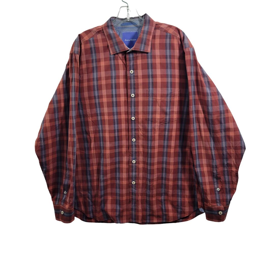 Tommy Bahama Button Front Rust Orange Plaid Shirt Size XL 82424-0872 - Picture 1 of 6